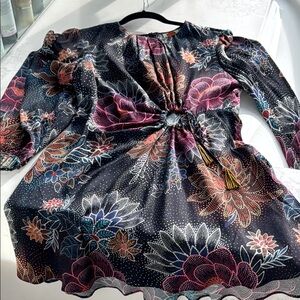 Floral Patterned Dress with Tassel Detail